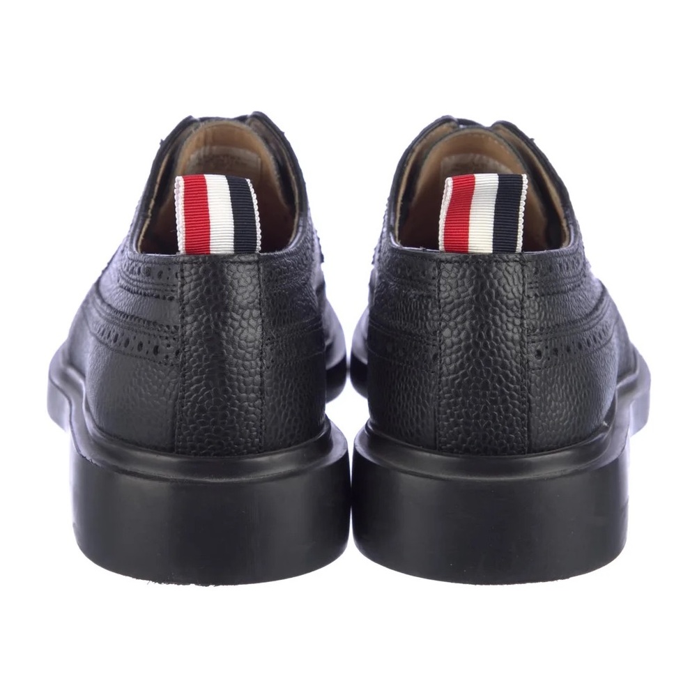 Thom Browne Black Leather Oxfords/Brogue with Signature Stripe